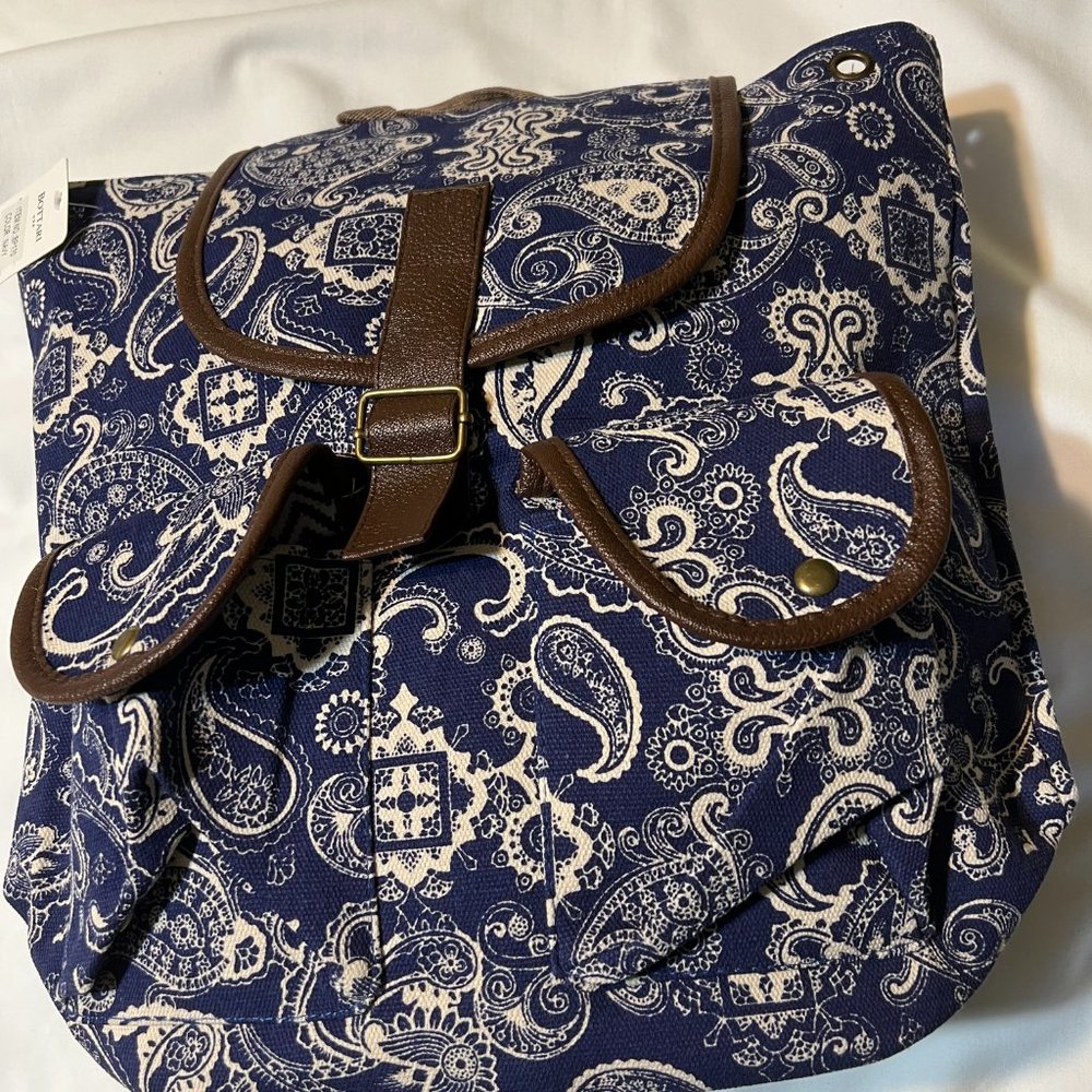 Blue and White Paisley Backpack - Unisex